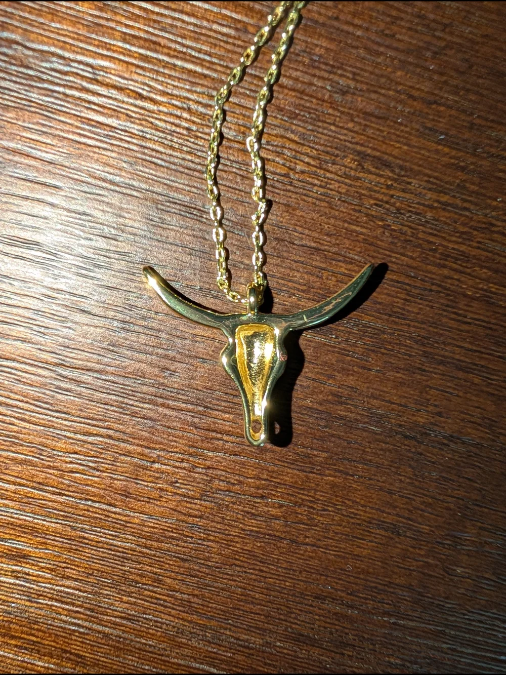 Gold Longhorn Pendant Necklace And Earrings Set- Women Jewelry - Picture 4 of 4
